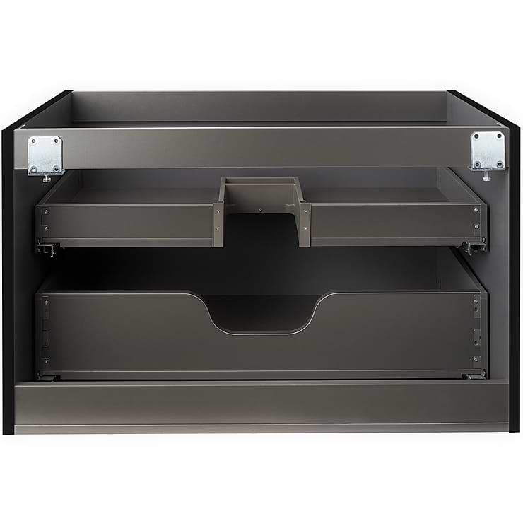 Alma Nero Black 42" Vanity with Chrome and Lucite Legs and Hardware