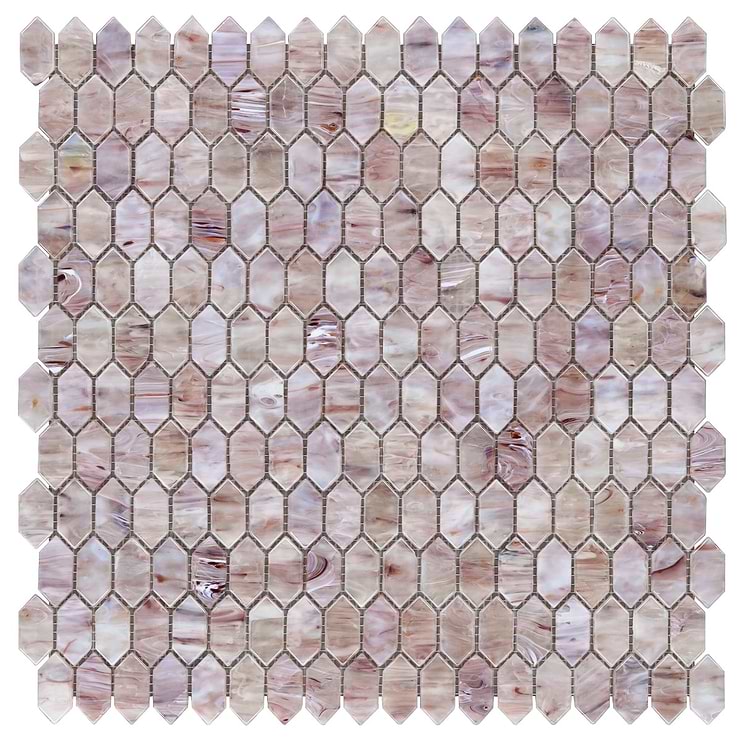 Flicker Iridescent Lilac Pink 1/4" x 1" Polished Glass Mosaic Tile