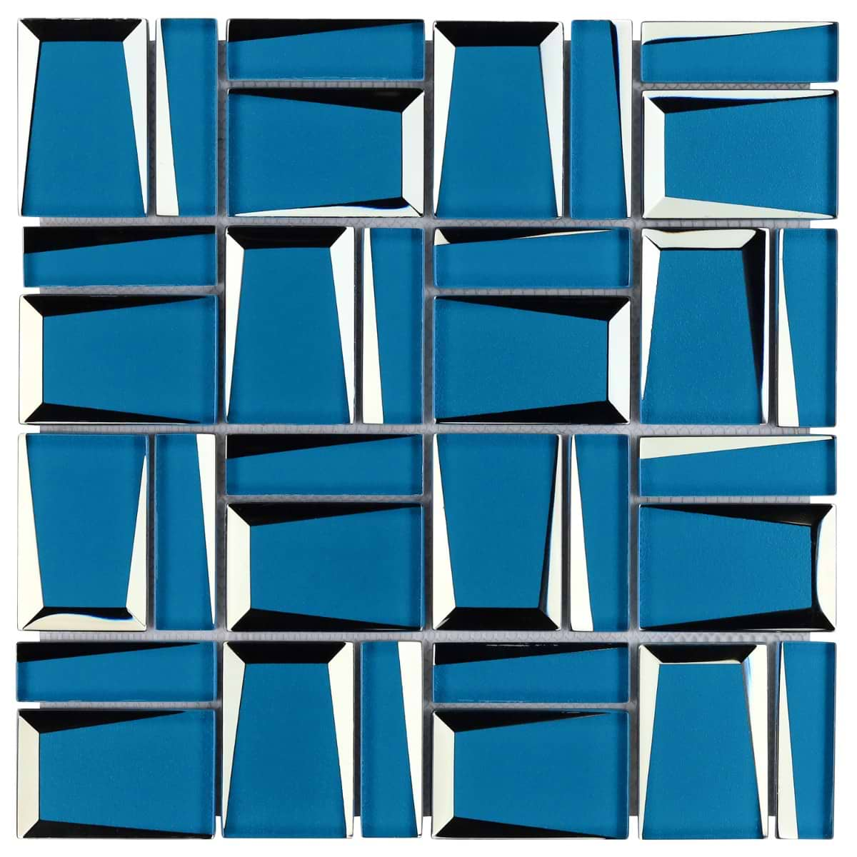 Rumi French Blue 2x3 Polished Mirrored Glass Mosaic Tile