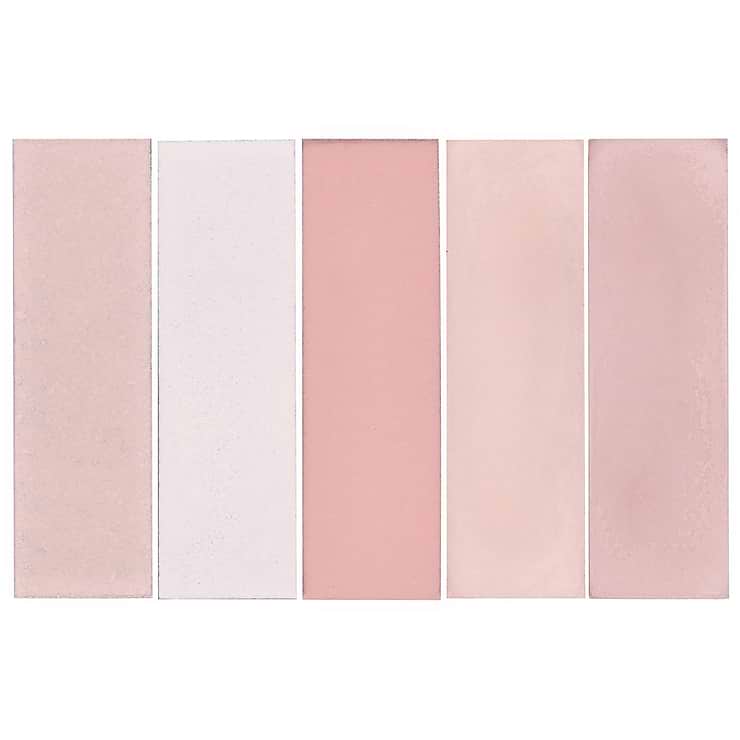 Color One Terra Blend Pink 2x8 Cement and Lava Stone Tile