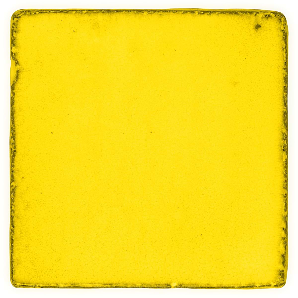 Emery Yellow 4x4 Square Handmade Crackled Glossy Terracotta Tile