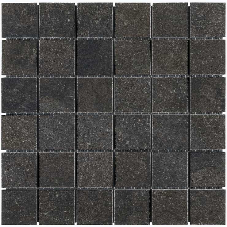 Acadia Charcoal Black 2x2 Limestone Look Matte Porcelain Mosaic Tile