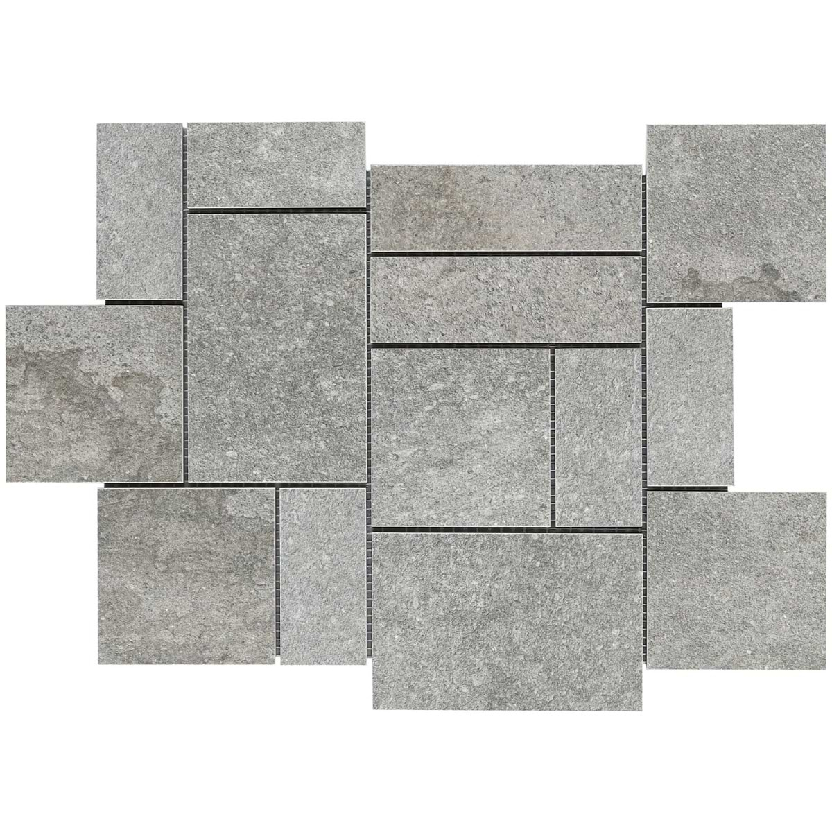 Acadia  French Pattern Slate Gray Quartz Look Matte Porcelain Mosaic Tile