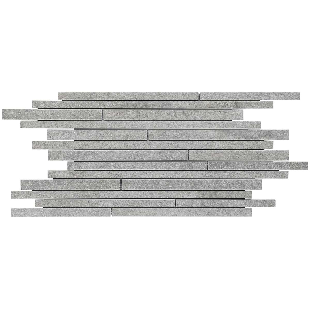 Acadia Thin Strip Slate Gray Quartz Look Matte Porcelain Mosaic Tile