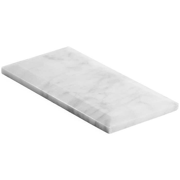 Carrara White 3x6 Beveled Polished Marble Subway Tile
