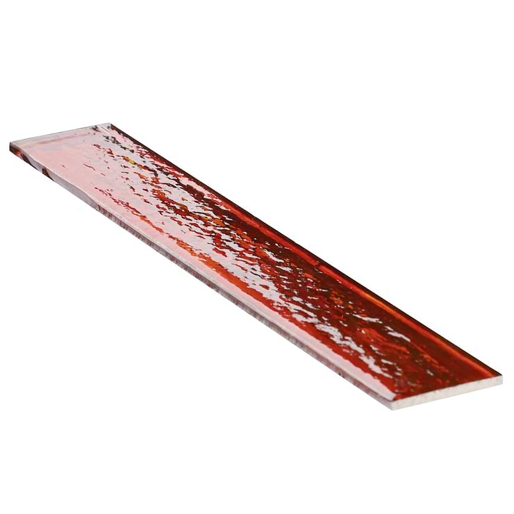 Komorebi Brick Bonfire Red 2x12 Polished Glass Subway Tile