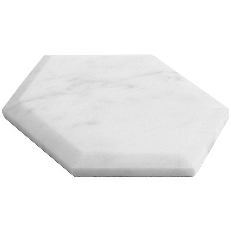 Carrara Beveled 8x4 Hexagon Polished Marble Tile