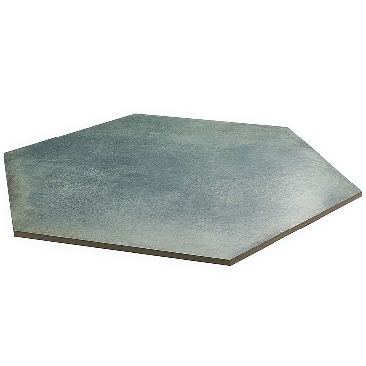 Angela Harris Flatiron Aquamarine 20" Large  Hexagon Matte Porcelain Tile