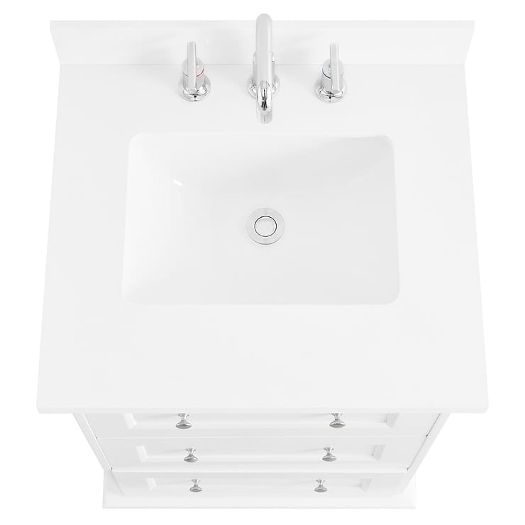 Nora 24" White Vanity with Pure White Quartz Top and Ceramic Basin