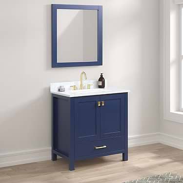 Athena  30'' Blue Vanity And Marble Counter