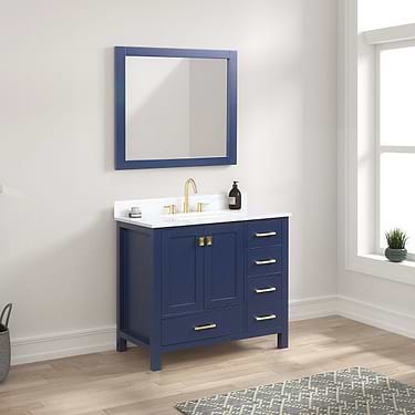 Athena  36'' Blue Vanity And Marble Counter