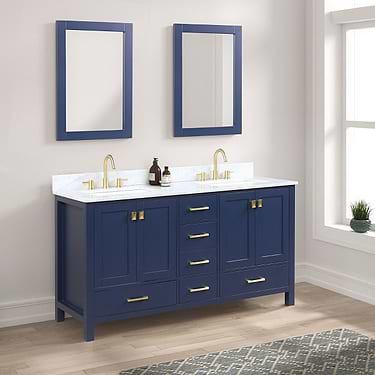 Athena  60'' Blue Vanity And Marble Counter