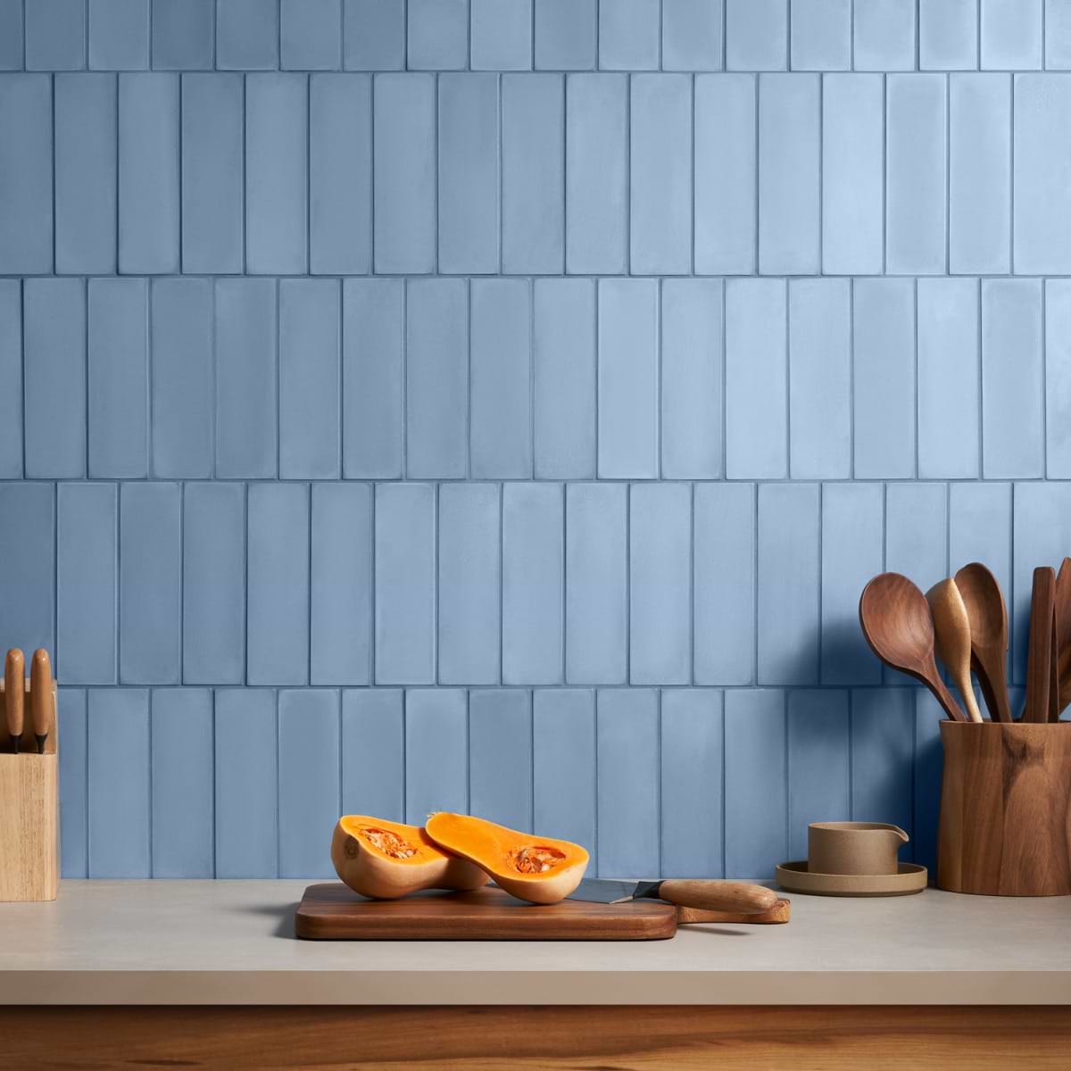 Color One Moon Blue 2x8 Matte Cement Subway Tile