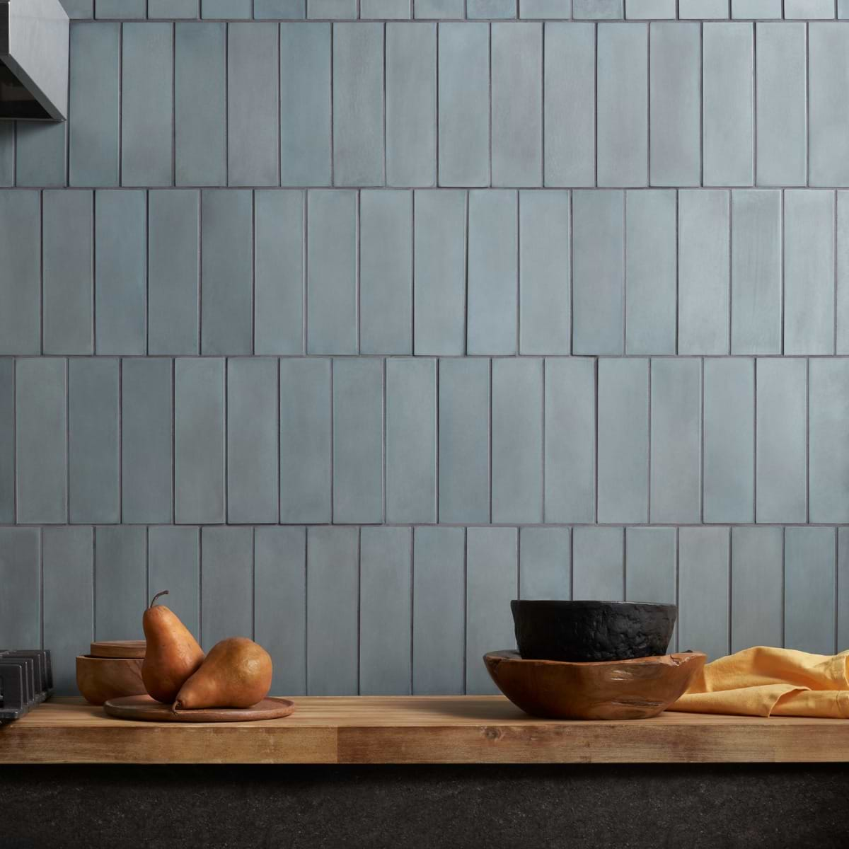 Color One Teal Blue 2x8 Matte Cement Subway Tile