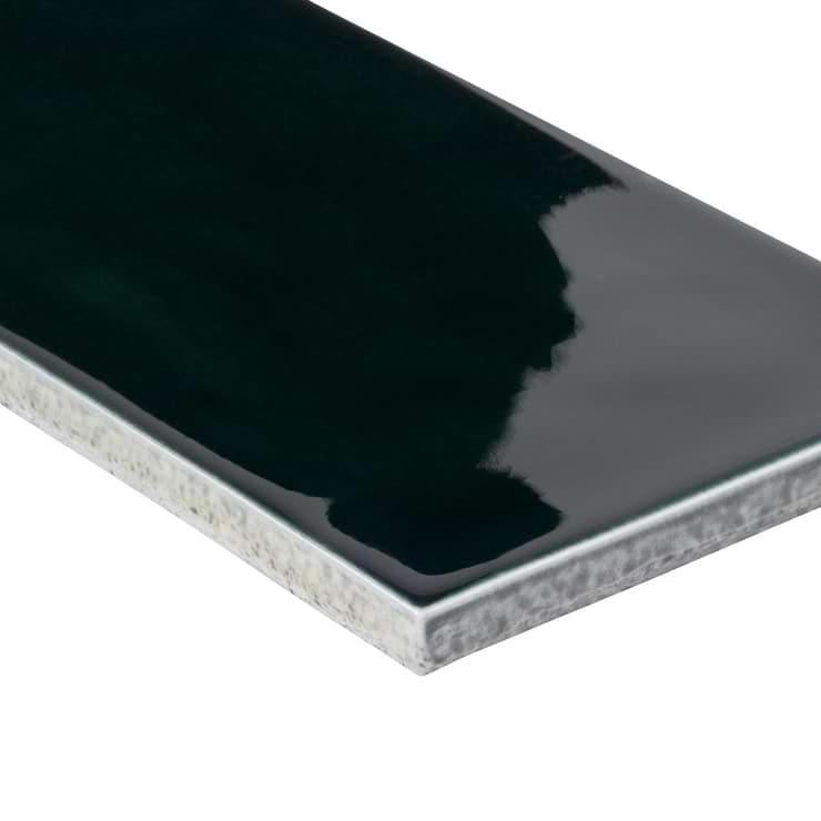 Nabi Midnight Blue Green 4.5x9 Subway Polished Glass Tile