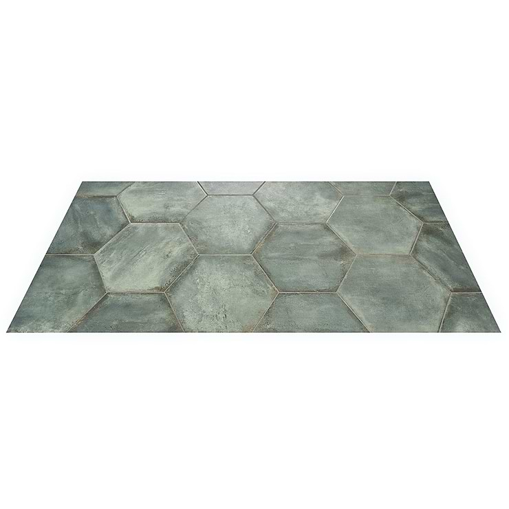 Angela Harris Flatiron Aquamarine 20" Large  Hexagon Matte Porcelain Tile