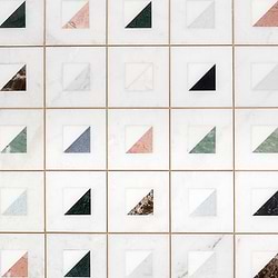 Adaya Multicolor 4x4 Polished Marble- Pearl and Brass Mosaic Tile