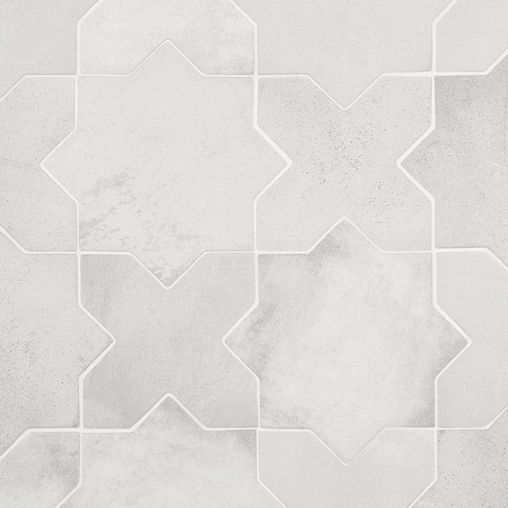 Not for Sale-Parma White Matte Star and White Matte Cross 6" Terracotta Look Porcelain Tile