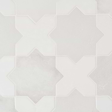Parma White Matte Star and White Polished Cross 6" Terracotta Look Porcelain Tile-Sample