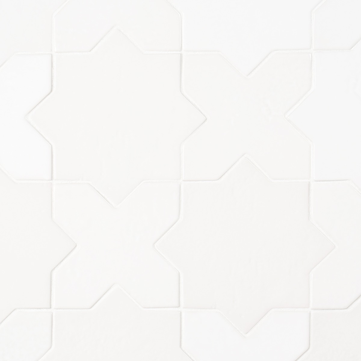 Not for Sale-Parma White Polished Star and White Polished Cross 6" Terracotta Look Porcelain Tile
