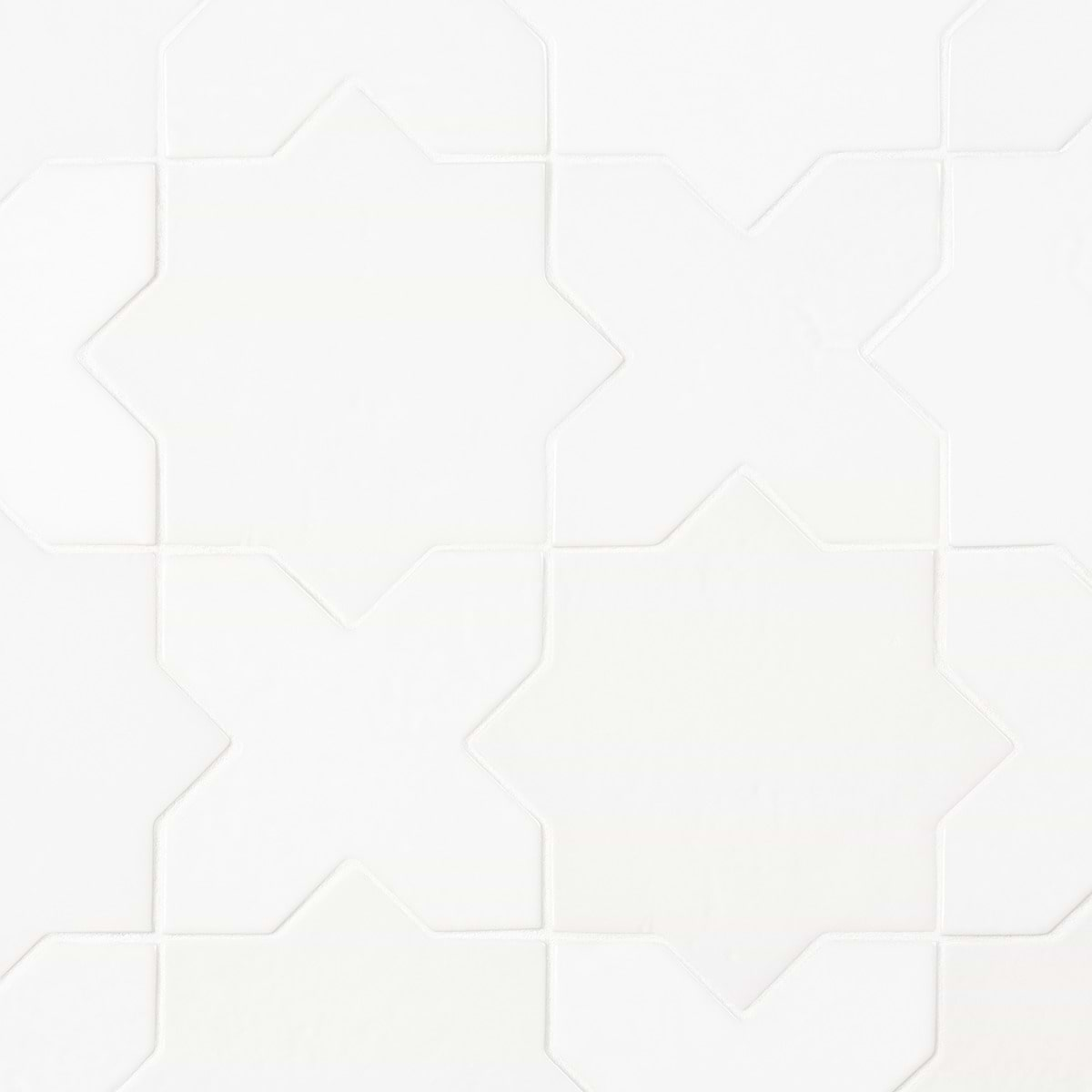 Parma White Polished Star and White Polished Cross 6" Terracotta Look Porcelain Tile