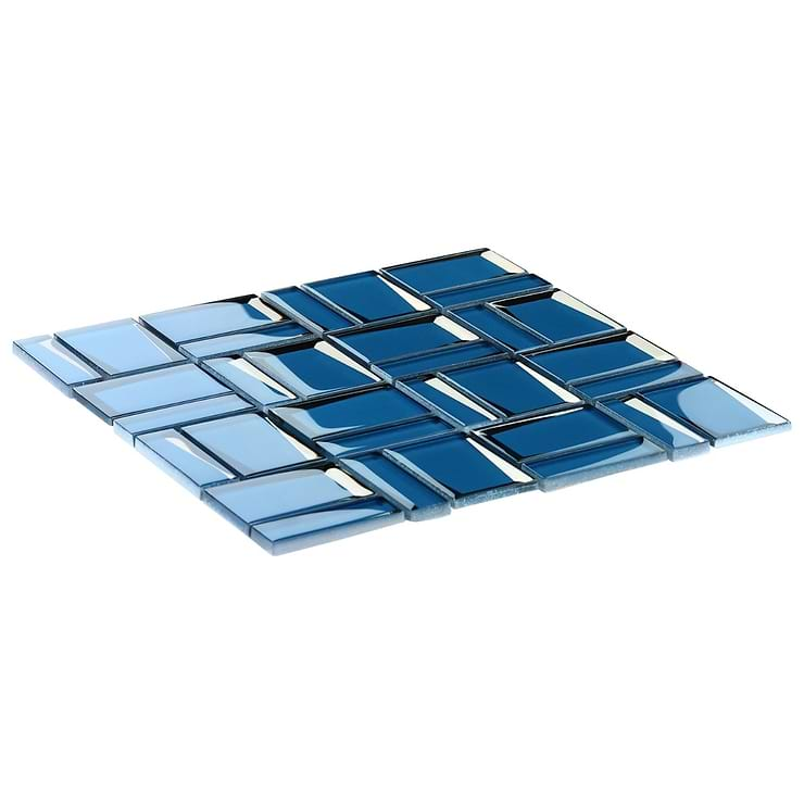 Rumi French Blue 2x3 Polished Mirrored Glass Mosaic Tile