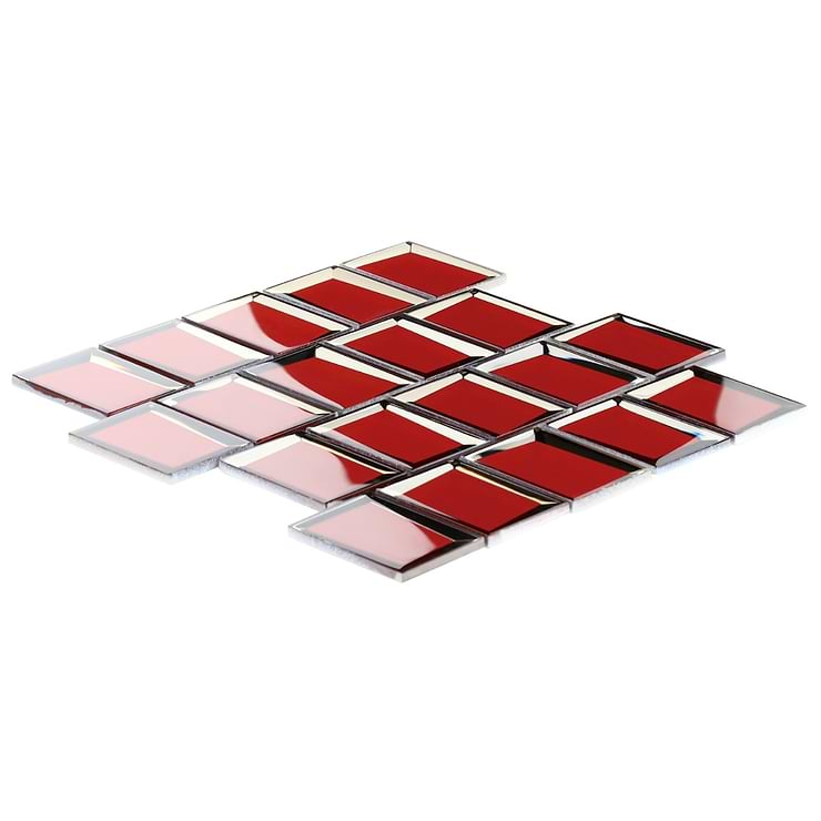 Rumi Glam Red 2x3 Polished Mirrored Glass Mosaic Tile