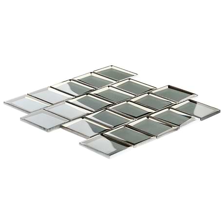 Rumi Glam Slate Gray 2x3 Polished Mirrored Glass Mosaic Tile