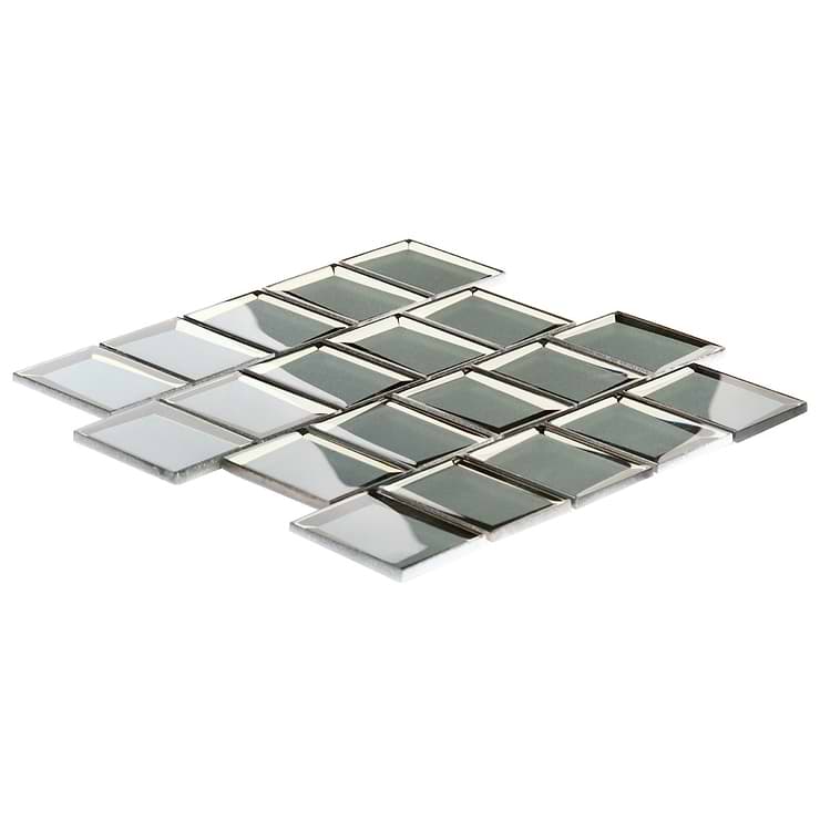 Rumi Glam Slate Gray Polished Mirrored Glass Mosaic Tile