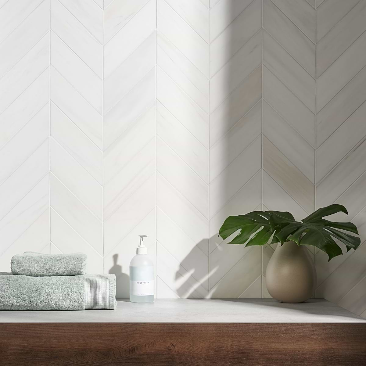 Bianco Dolomite Premium White 3x12 Chevron Honed Marble Tile