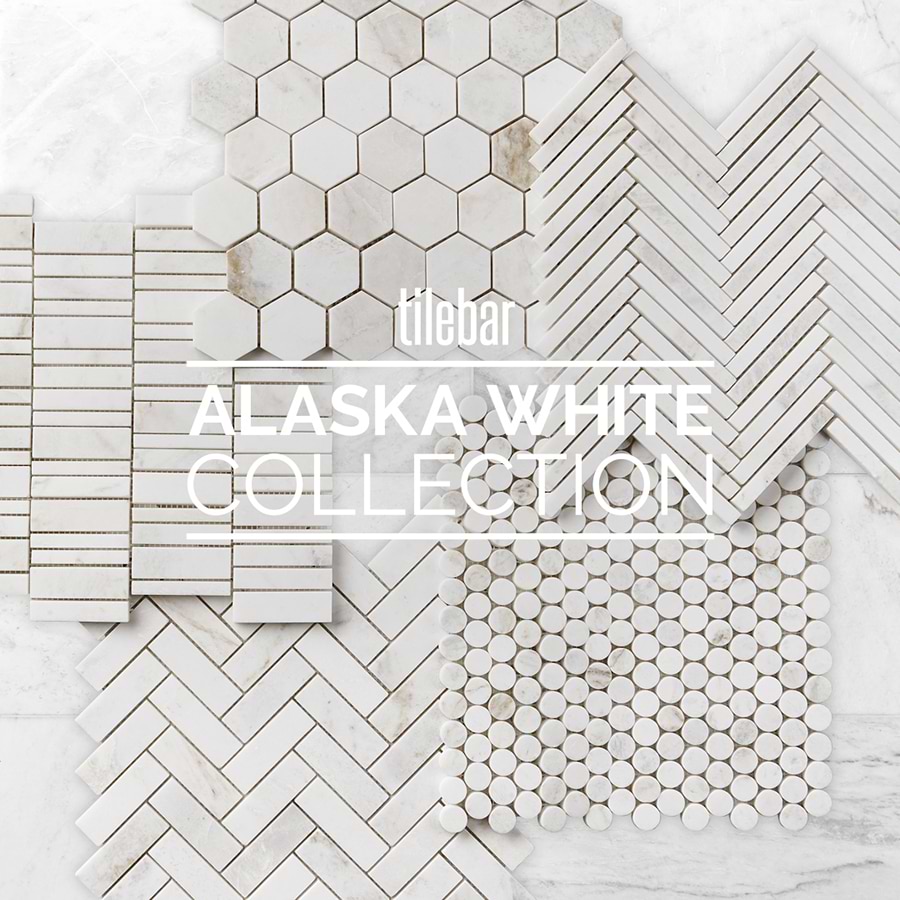 Alaska White 1/2"x4" Herringbone Polished Marble Mosaic Tile
