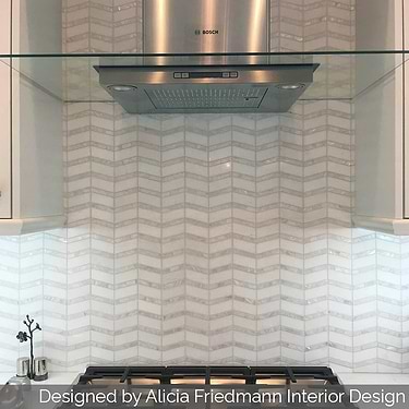 Alerion White Chevron Polished Pearl and Marble mosaic