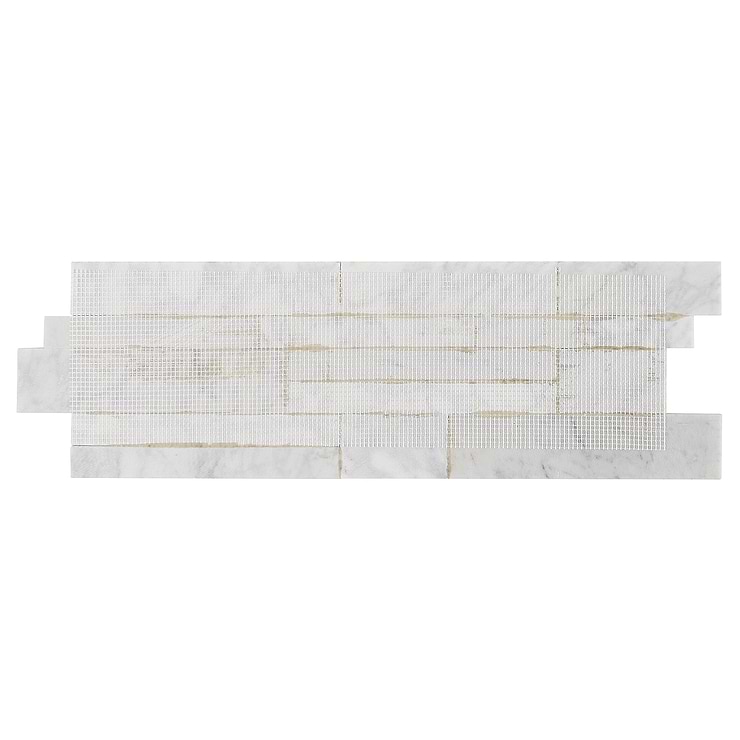 StackStone 3D Snow White Marble Ledger Panel Mosaic Wall Tile