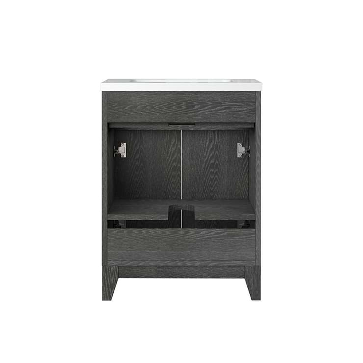 Aiden Black Oak 24" Single Vanity with Integrated White Acrylic Top