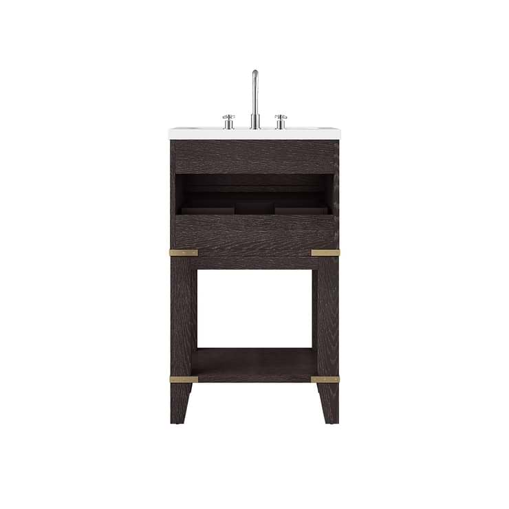 Calico Brown Oak 20" Single Vanity with Integrated White Acrylic Top