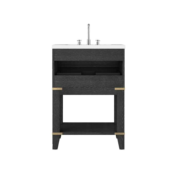 Calico Black Oak 24" Single Vanity with Integrated White Acrylic Top