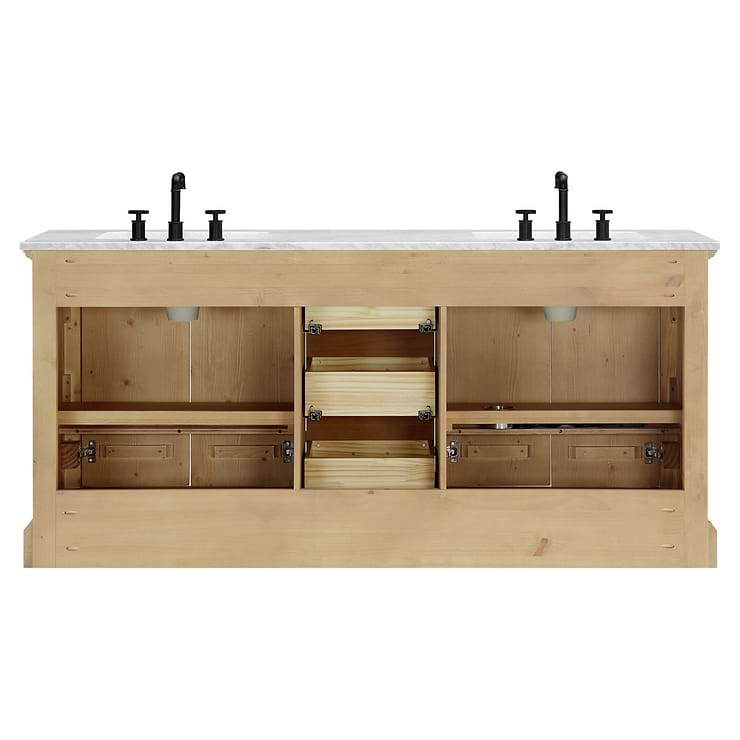 Olivier Blonde Wood 72" Double Vanity with Carrara Marble Top