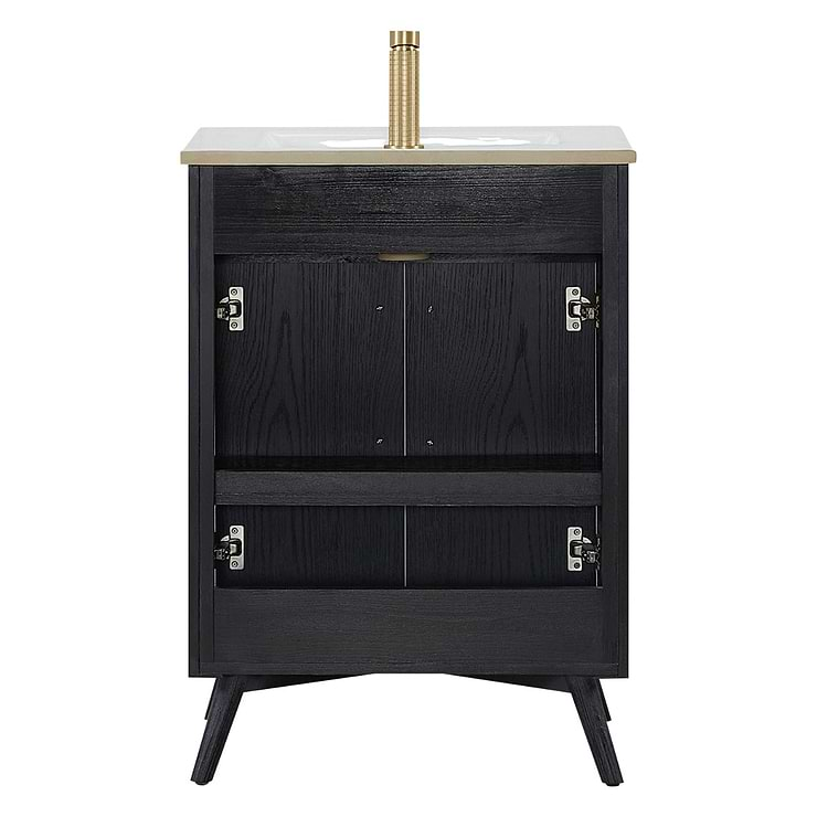 Adelle Black Oak 24" Single Vanity with White Ceramic Top