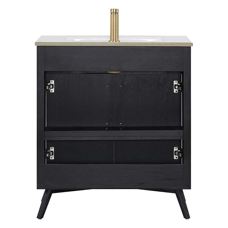 Adelle Black Oak 30" Single Vanity with White Ceramic Top