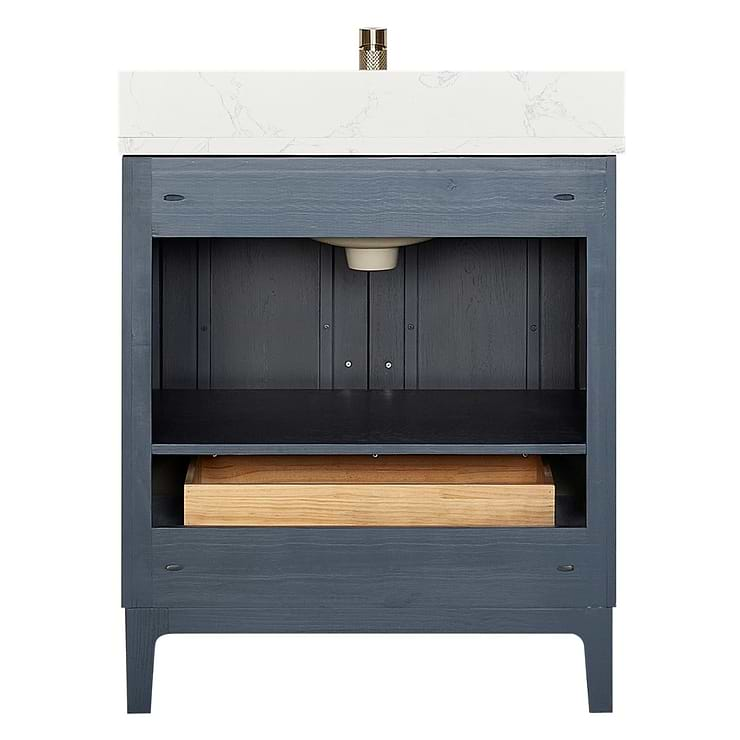 Kaitlin Navy Oak 30" Single Vanity with White Composite Stone Top