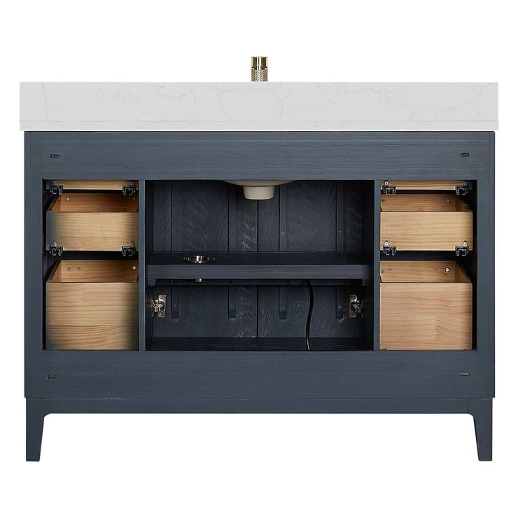 Kaitlin Navy Oak 48" Single Vanity with White Composite Stone Top