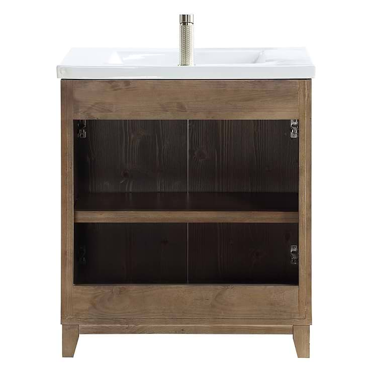 Gess Brown Oak 30" Single Vanity with White Ceramic Basin Top