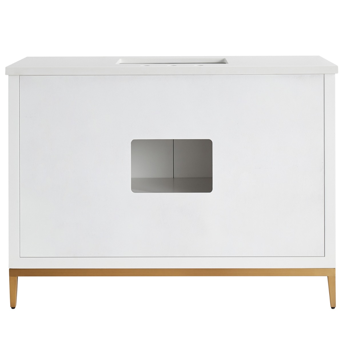 Bungalow White and Gold 48" Single Vanity with Pure White Quartz Top