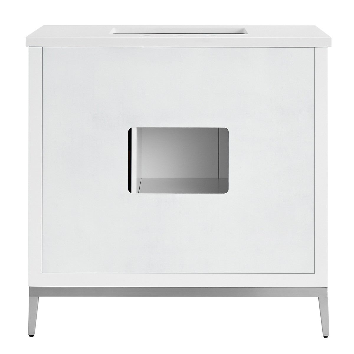 Bungalow White and Silver 36" Single Vanity with Pure White Quartz Top