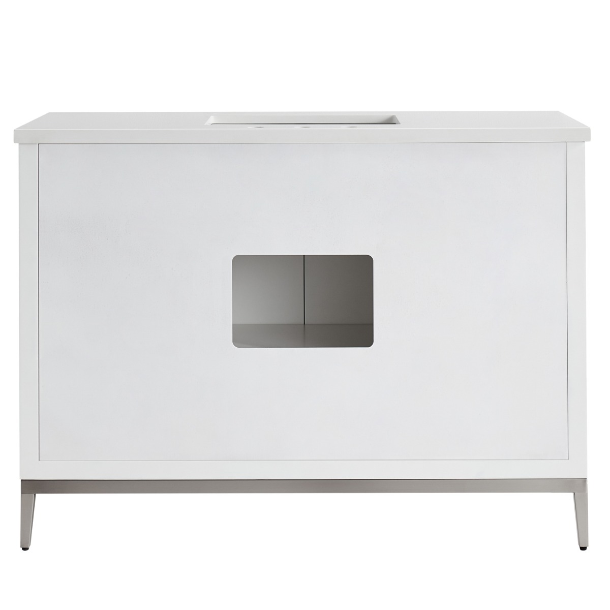 Bungalow White and Silver 48" Single Vanity with Pure White Quartz Top