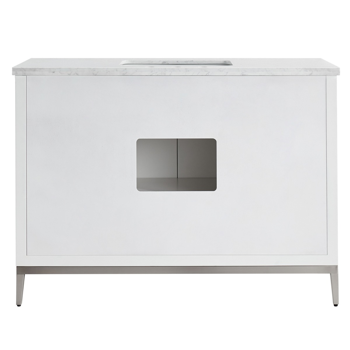 Bungalow White and Silver 48" Single Vanity with Carrara Marble Top