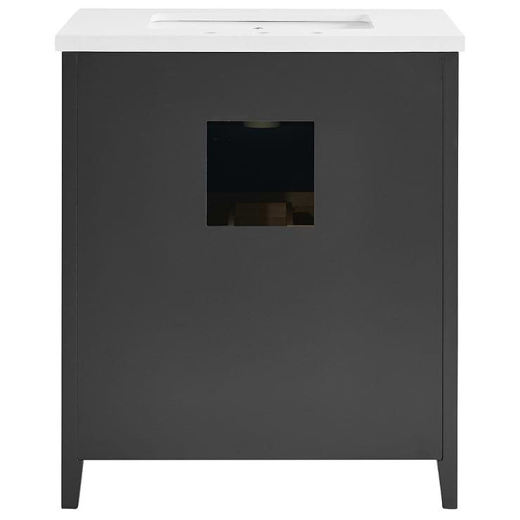 Iconic 30" Charcoal and Gold Vanity with Pure White Quartz Top and Ceramic Basin