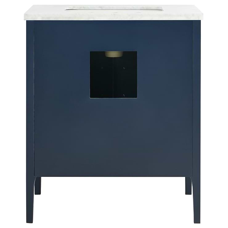 Province Navy and Gold 30" Single Vanity with Carrara Marble Top