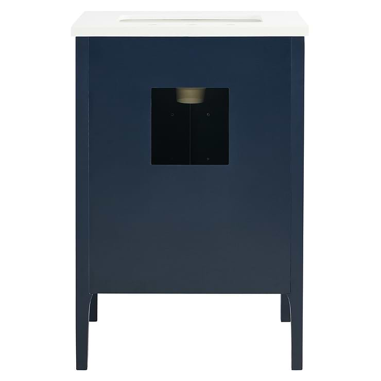 Province Navy and Gold 24" Single Vanity with Pure White Quartz Top