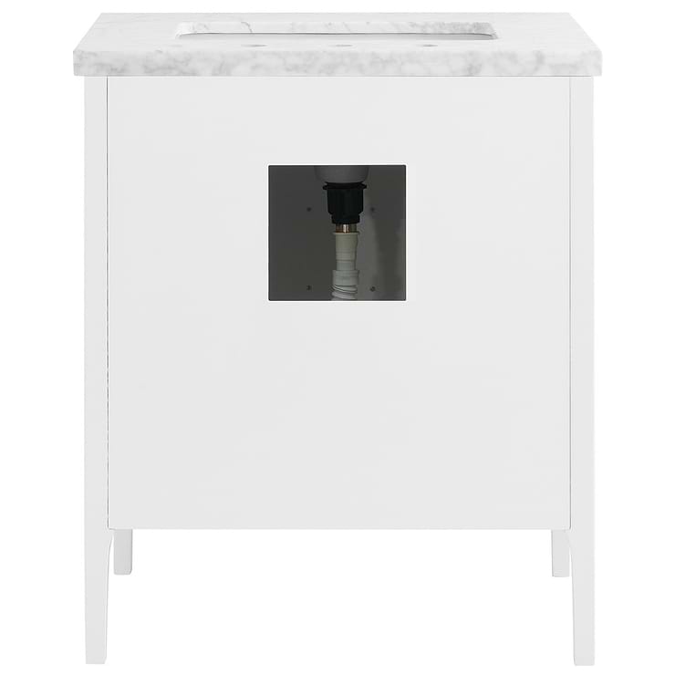 Province White and Silver 30" Single Vanity with Carrara Marble Top